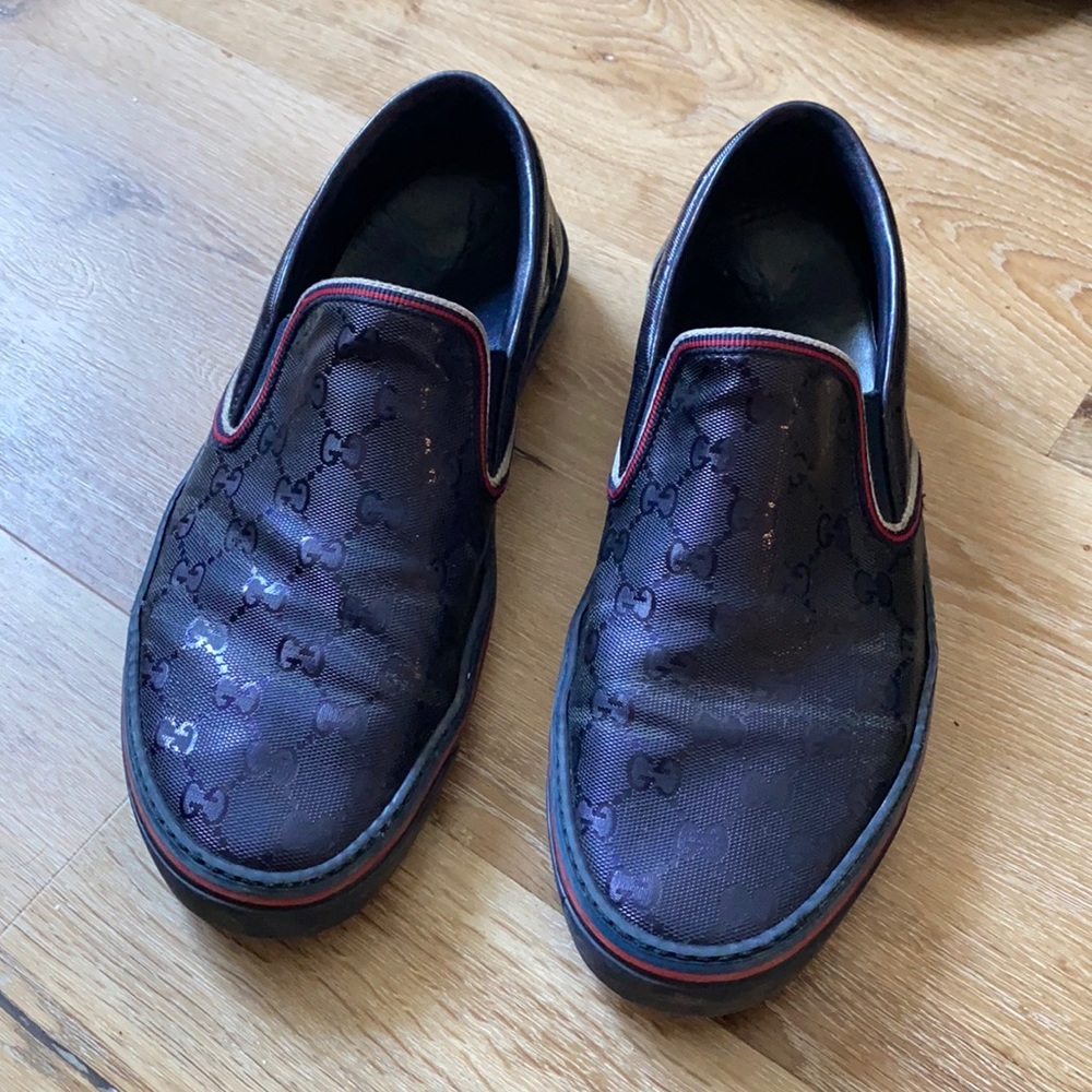Vintage Gucci Slip Ons Shoes GG Guccisima Print